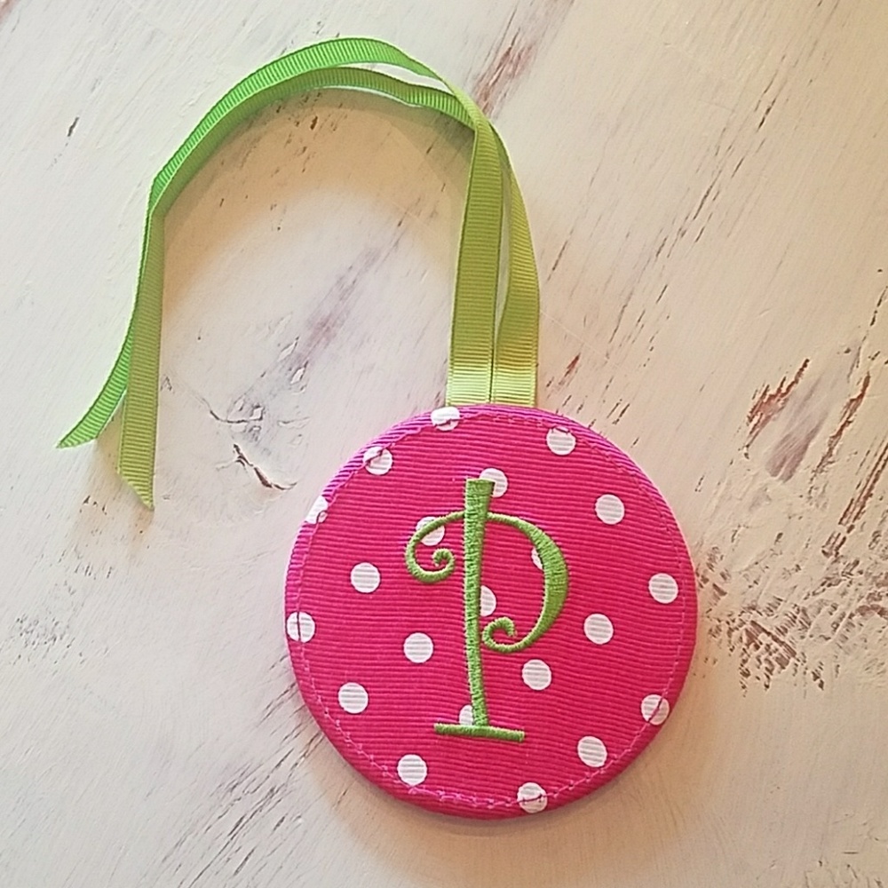 Monogrammed luggage tag letter P